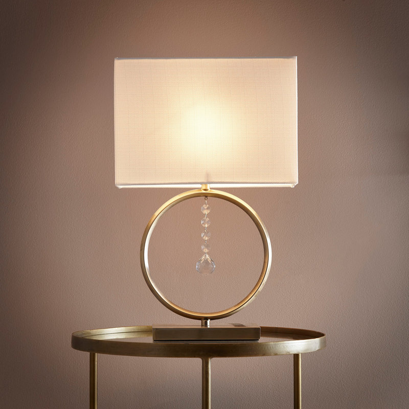 Wynne Metal Table Lamp, Antique Brass/White