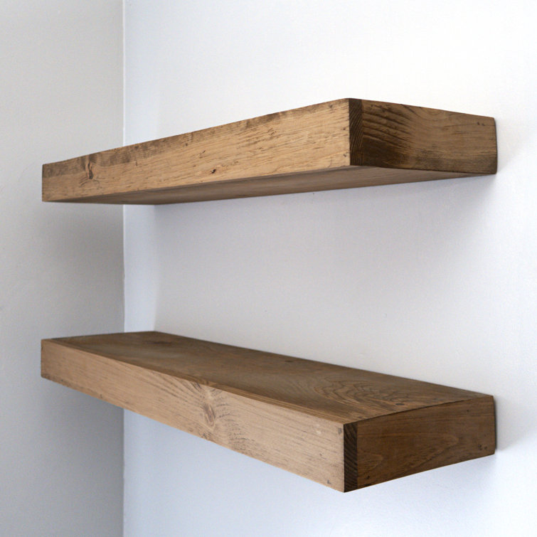 Pine 3 Inch Thick Floating Shelf