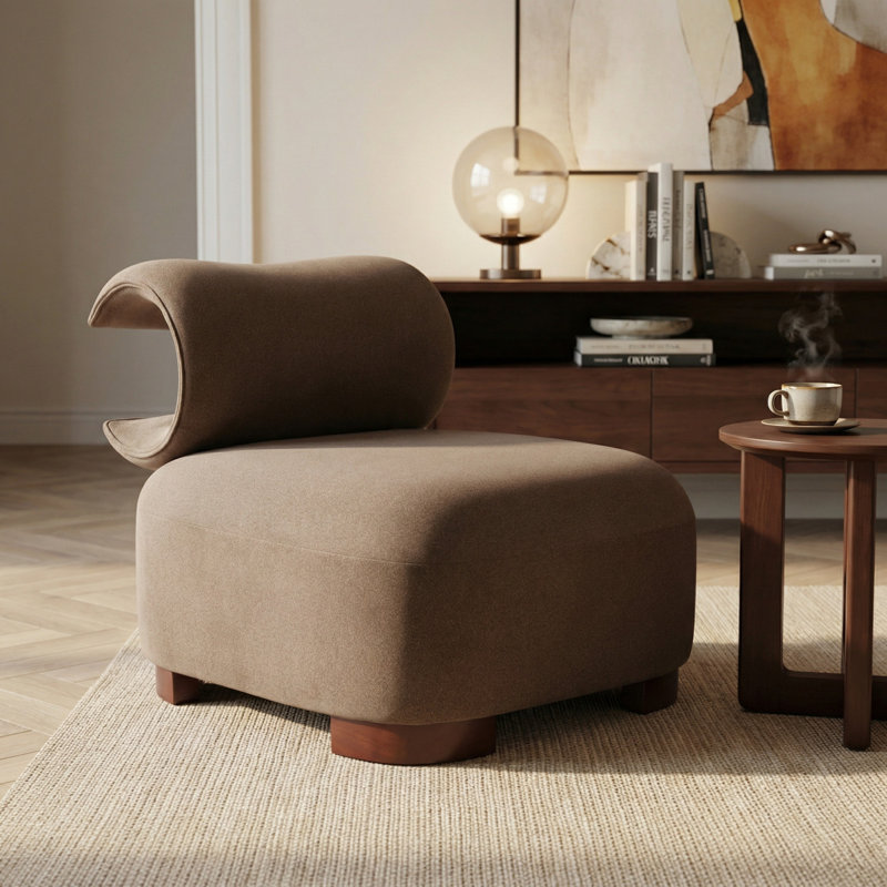 Chaise d'appoint moderne en polyester brun pour le salon - Convient aux animaux de compagnie, capacité de 330 lb, siège de salon élégant pour la maison et le bureau