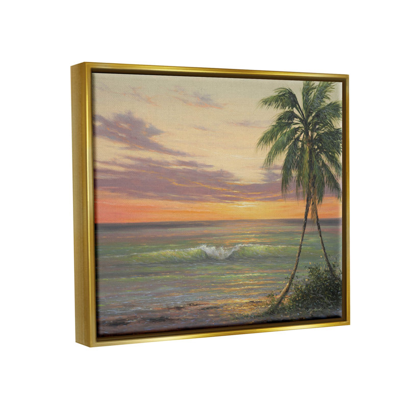 «Tropical Ocean Waves Beach», peinture sur toile à cadre flottant, H 17 po x l 21 po x P 1,7 po