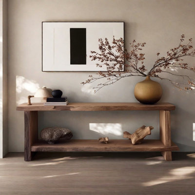 Retro Minimalist Solid Wood Console Table
