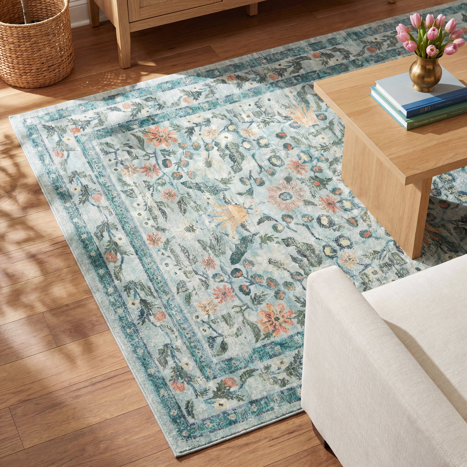 Rifle Paper Co. x Loloi Sage Floral Rug, Rectangle 7'6" x 9'6"