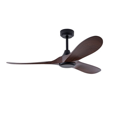 52Inch 3 Wood Blade Ceiling Fan With Remote Control Without Light