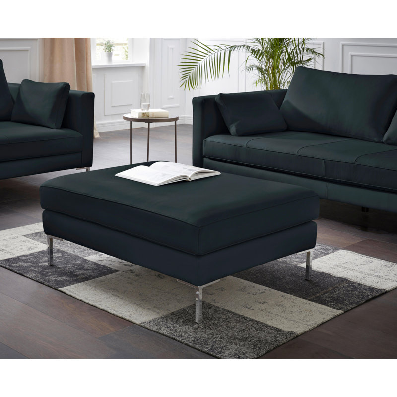 Marius 105Cm Rectangle Footstool Ottoman, Black , Lether Saddle
