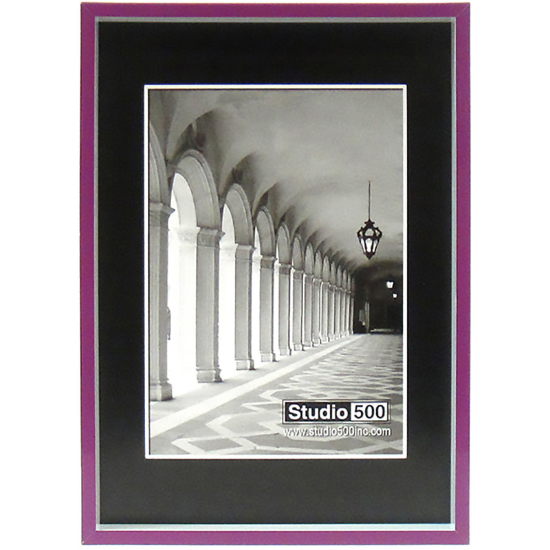 Cadre photo de coupe propre moderne et rayé, Mauve, 6 po x 4 po