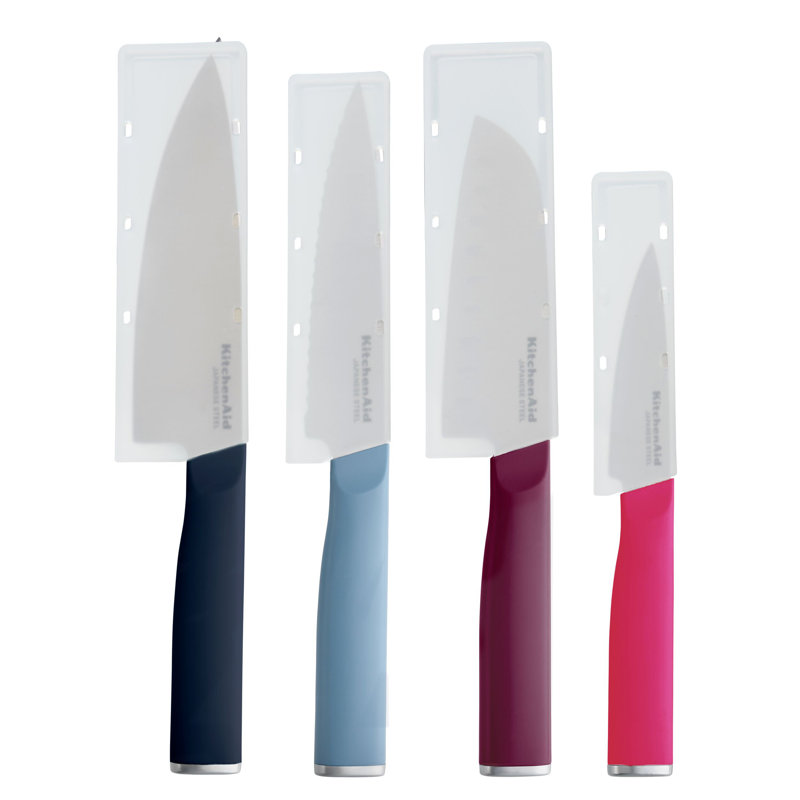 Kitchenaid Classic Chef Knife Set, 4 Piece, Black/Blue/Red/Pink