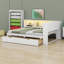 Lit de jour multifonctionnel en bois avec éclairage DEL, ports USB, tablettes de rangement et 2 tiroirs-1698903246