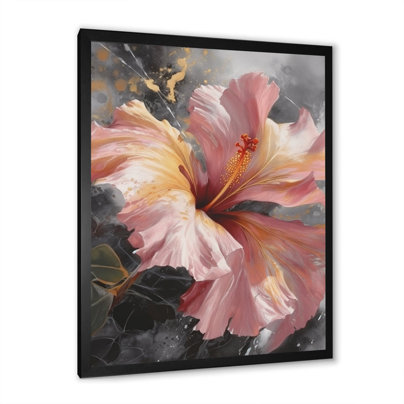 Orange / rouge / hibiscus euphorie - imprimé, Cadre photo noir, H 20 po x l 12 po x P 1 po