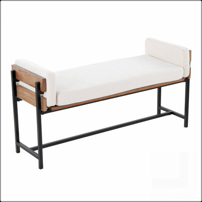 18" Bench With Black Metal Wood