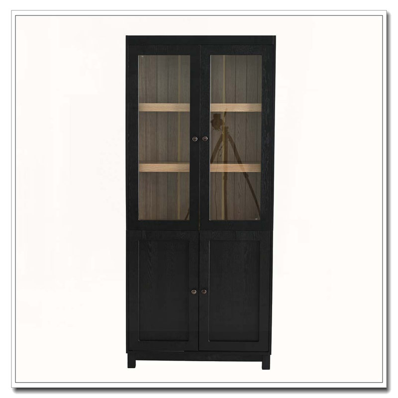 Vitrine avec portes en verre, Noir