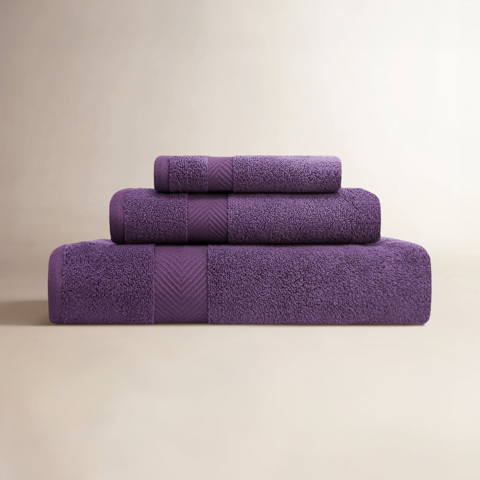 Hamachi 3-Piece Cotton Towel Set, Grape Seed