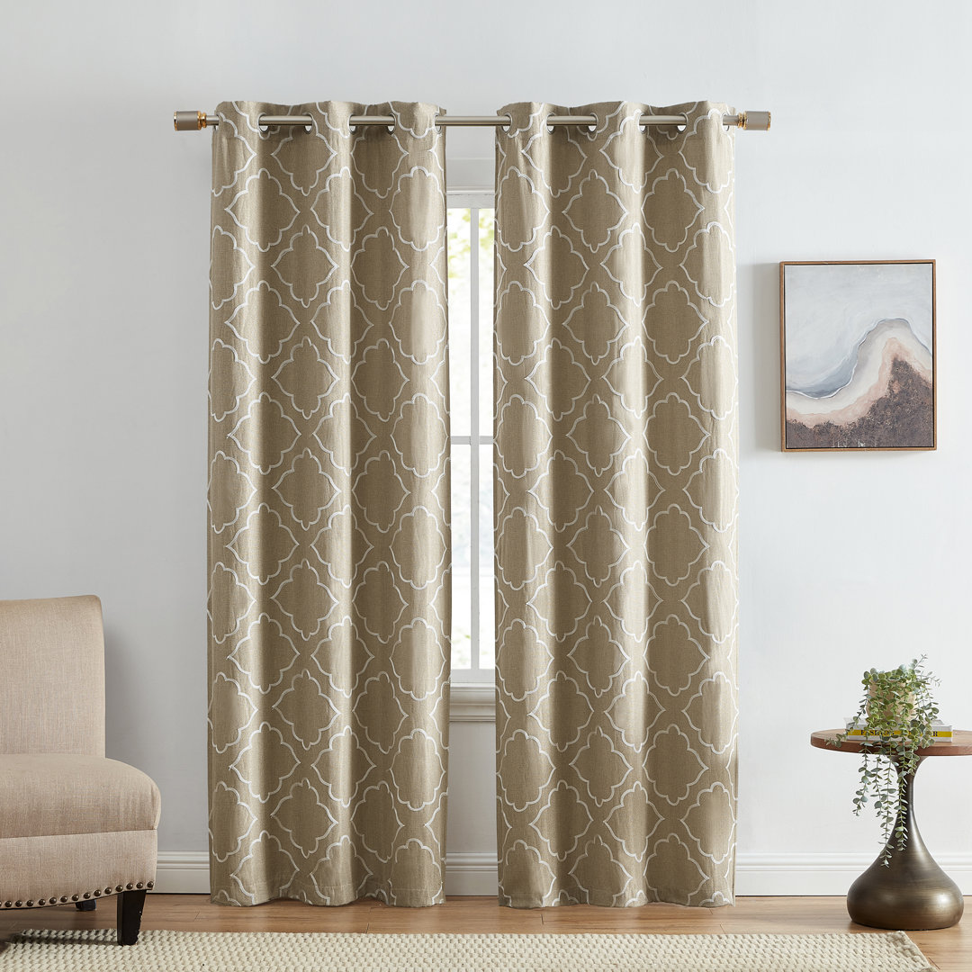 Lely Lattice Embroidered Polyester Blackout Curtain Pair (Set of 2) Red Barrel Studio® Size per 