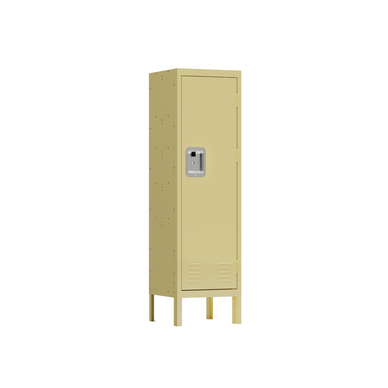  1 Door Tall Metal Storage Locker, Retro Industrial Steel Cabinet for Gym Office or Bedroom, Yellow, Yellow