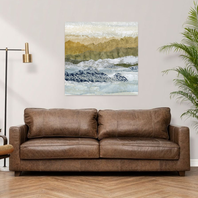 Art contemporain contemporain, paysage de plage abstrait, H 36 po x l 36 po