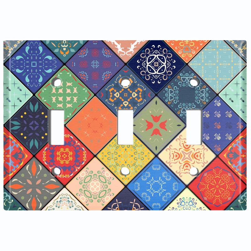 Patterned 3 - Gang Toggle Light Switch Standard Wall Plate