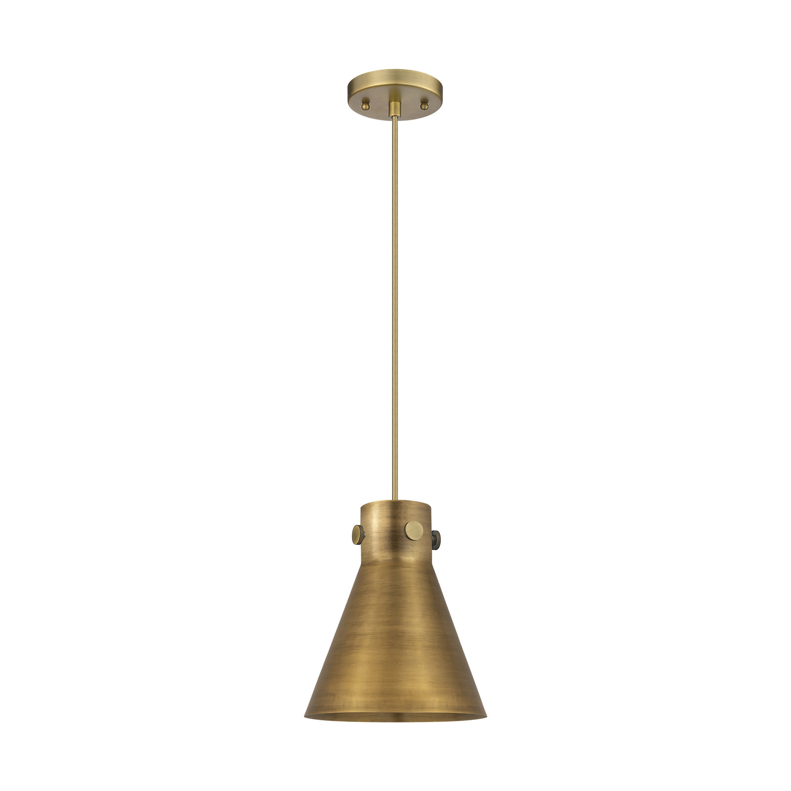 Coterie Single Light Metal Dimmable Pendant, Brushed Brass, 9.88" H x 8" W x 8" D