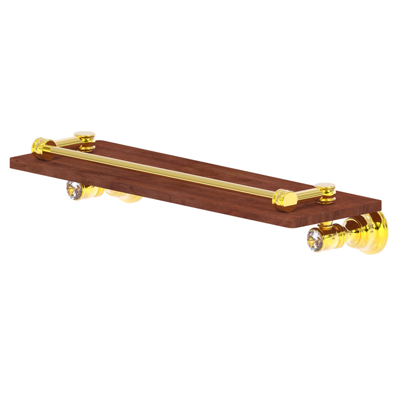 Freyja Solid Wood Accent Shelf, Polished Brass, 3.3" H x 16" W x 5.54" D