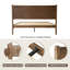 Base de lit grand format avec tête et pied de lit, lit plateforme en bois massif, pieds centraux en métal, 12 sommiers à lattes robustes, aucun sommier tapissier, silencieux et antidérapant, finition bois de grange-229805029-229805028