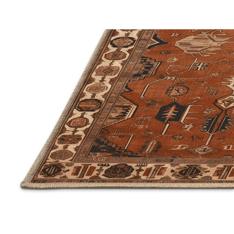Tapis brun lavable à la machine, Rond 8 pi