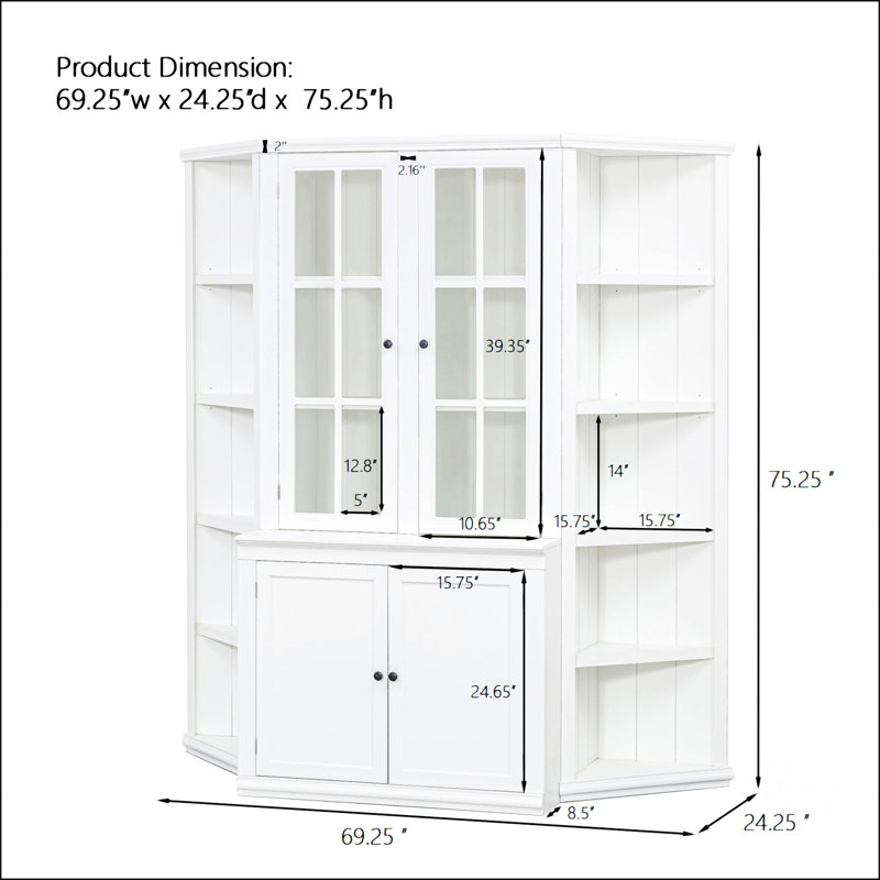 75.25'' Tall Display Cabinet And Two Triangle Sided Bookshelves