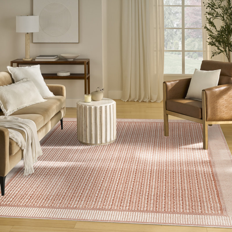Tapis d'intérieur moderne multicolore Rassow, Rectangulaire 8 pi x 10 pi, Red/Ivory