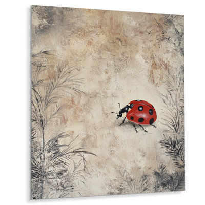 Curious Spotted Ladybug Meadows - Animals Metal Wall Art, Ladybug Metal Print