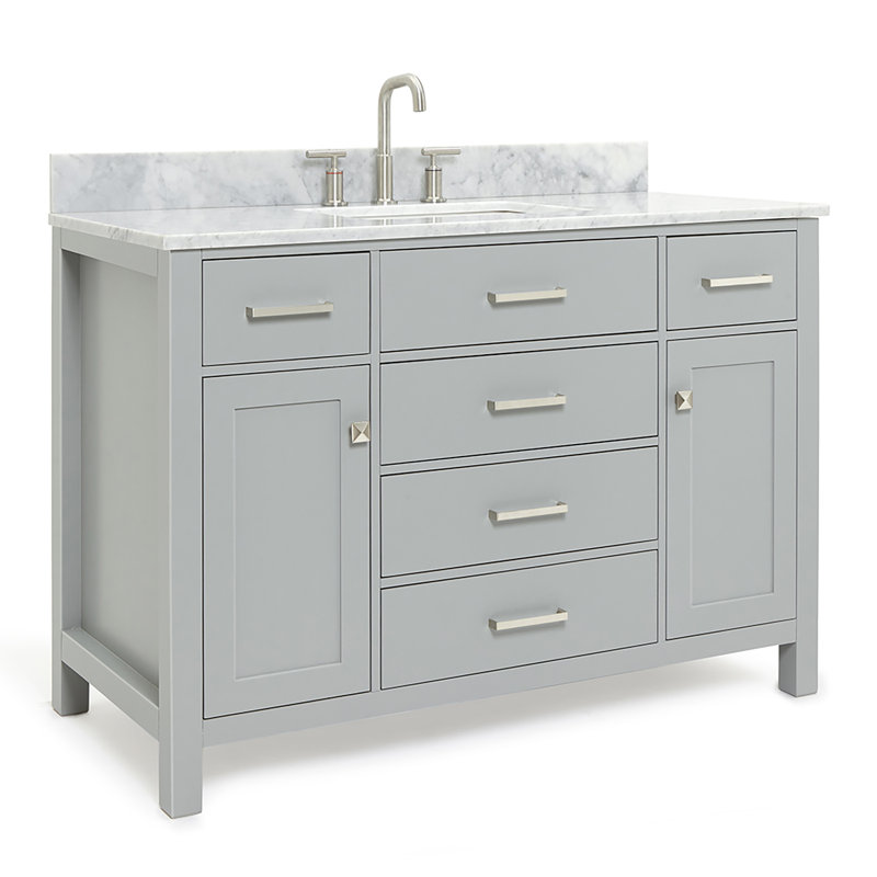 Ensemble de meuble-lavabo simple 48 po avec plateau en marbre de Carrare Aberdeenshire, gris