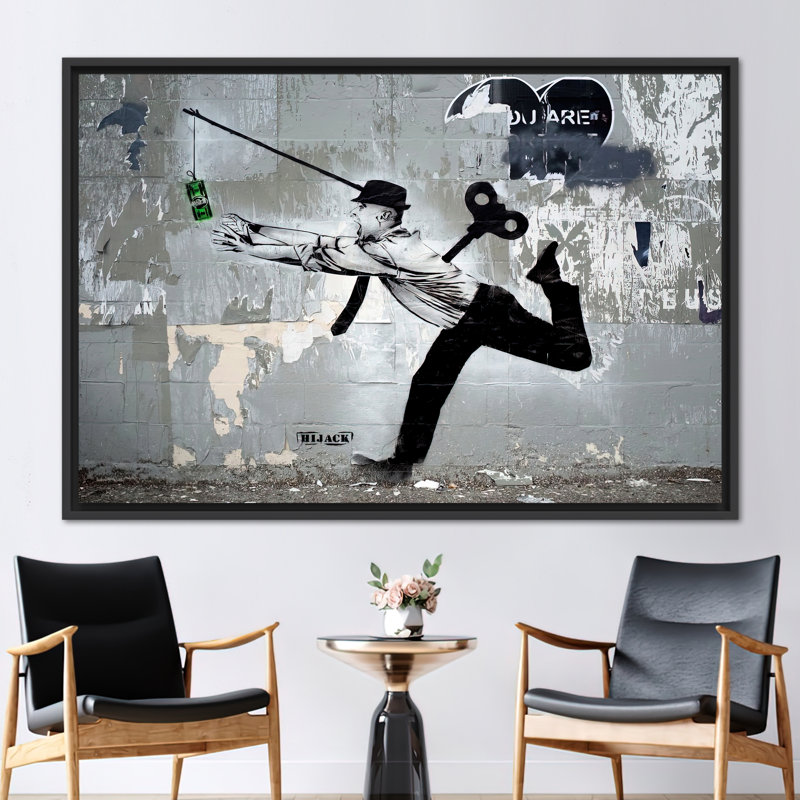 Hijack Graffiti, reproduction d'art sur toile - affiche imprimée sur le thème de l'argent moderne, H 41 po x l 94 po, Noir