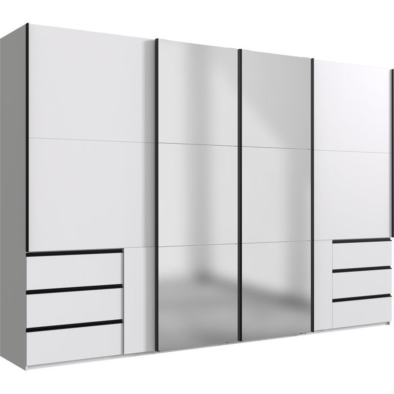 Guardino 4 Door Wardrobe, White, 236cm H x 350cm W x 65cm D