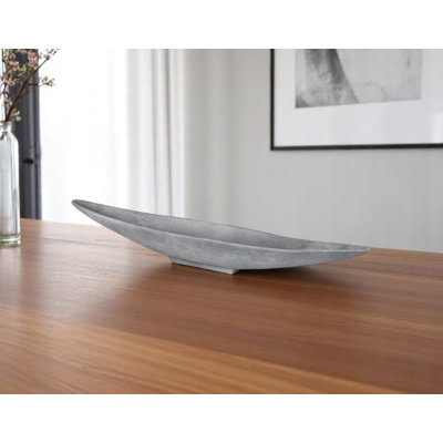 32" Gray Cast Aluminum Oval Centerpiece Bowl