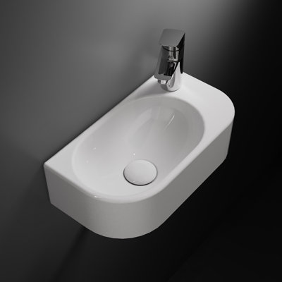 White Ceramic Cloakroom Basin 40 x 22 cm Small Space Saving Bathroom Sink