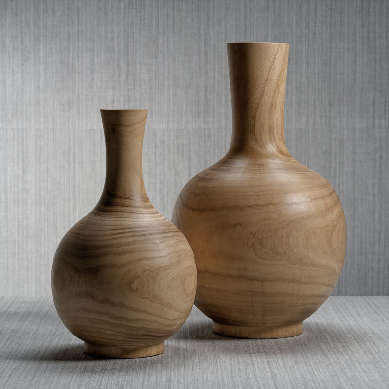 Vase en bois de paulownia d'Alicante, H 21,25 po x l 14,25 po x P 14,25 po