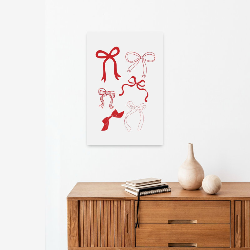 Festive Red Bows, impression élégante sur toile, 24" H x 16" W