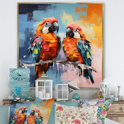 «Vibrant Duets Parrots I» sur toile