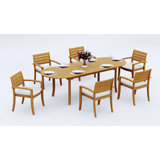 9 Pcs Grade-A Teak Wood Dining Set: 94" Double Extension Oval Table And 8 Travota Stacking Arm Chairs #11TV2208