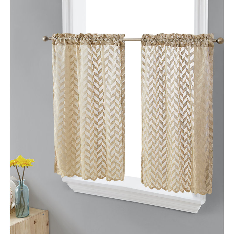 Machen Tailored Cafe Curtain, 30" W x 24" L, Taupe
