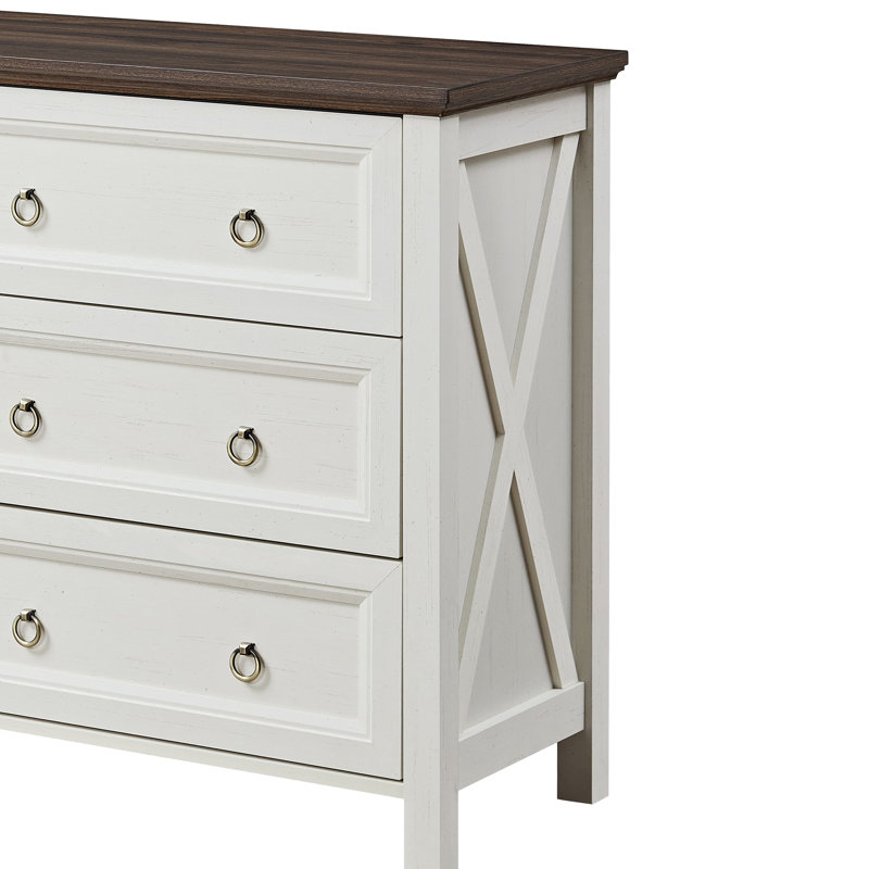 54"W Farmhouse 6 Drawers Dresser Chests, White