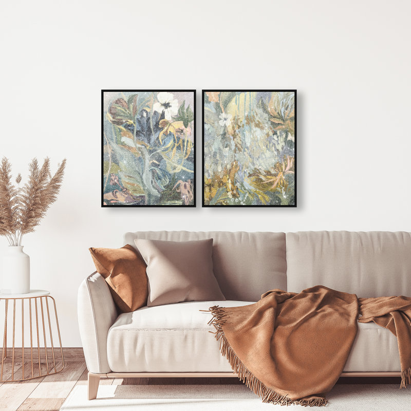 Moss Overlap Set Set by Oliver Gal, 42"H x 34"W, Black Floater Frame