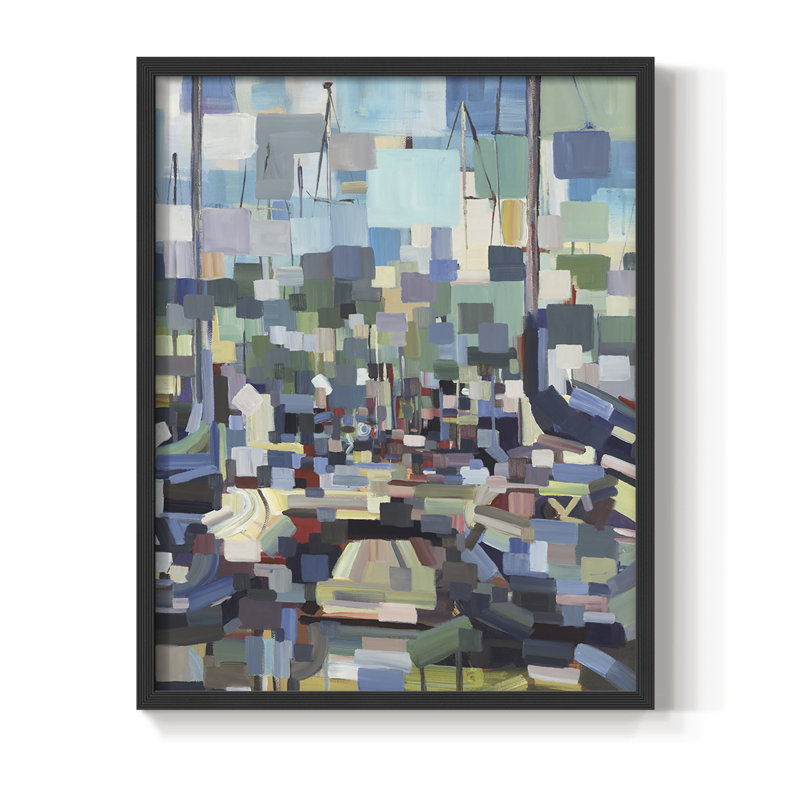 «Morning Bateaux I», reproduction encadrée - bois massif, H 15 po x l 12 po, Noir, noir, noir, noir