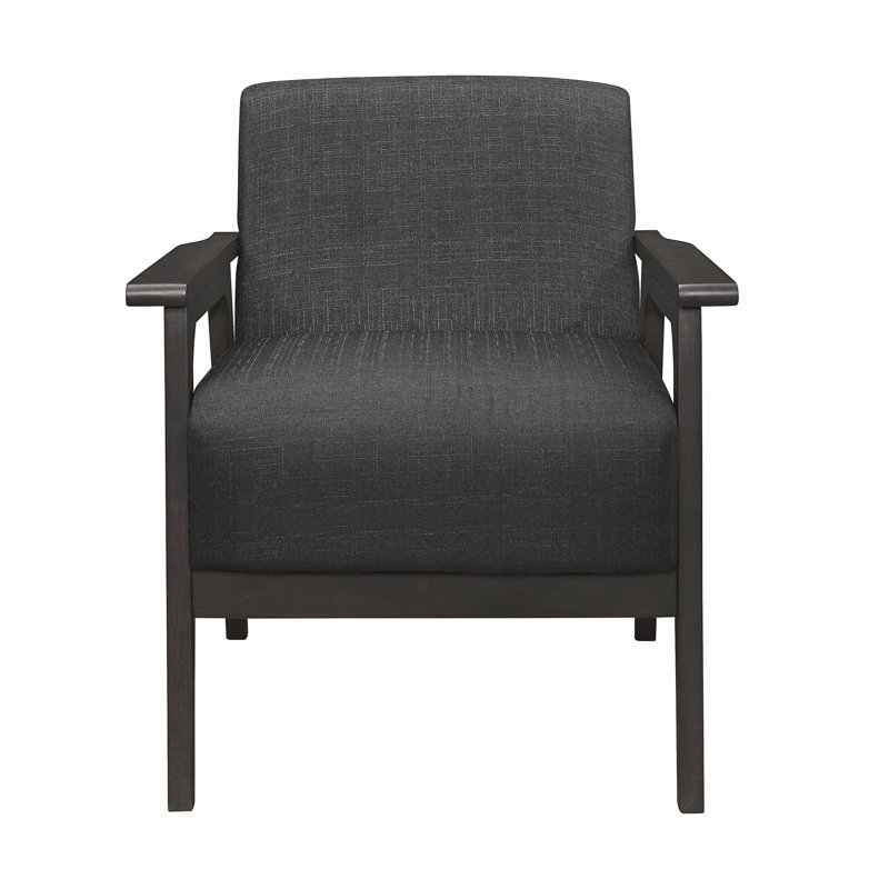 Chaise d'appoint rembourrée en tissu gris foncé et bois d'hévéa massif gris antique, Gris foncé