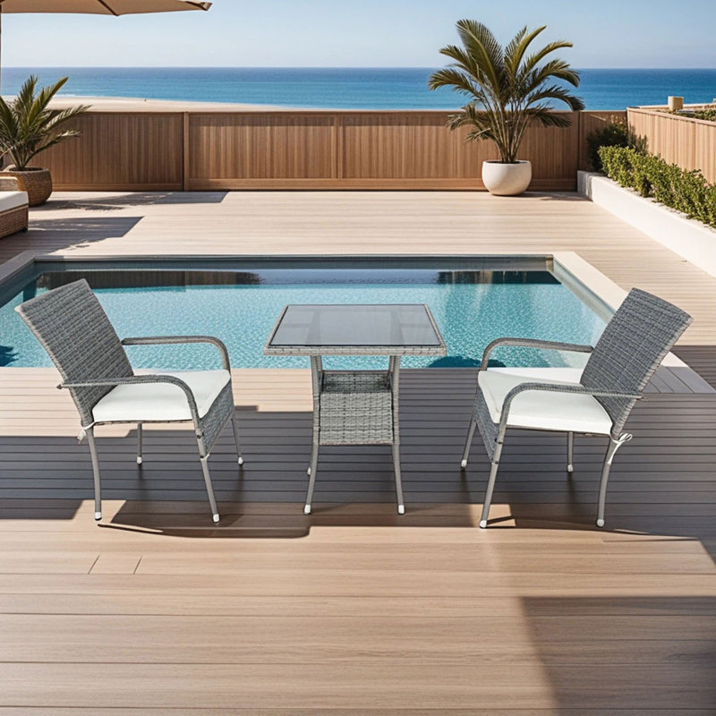 3 Piece Patio Wicker Conversation Set