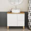 Meuble-lavabo moderne avec lavabo rond, portes et tiroirs à fermeture en douceur pour un rangement spacieux et une conception élégante-841152280-841152287