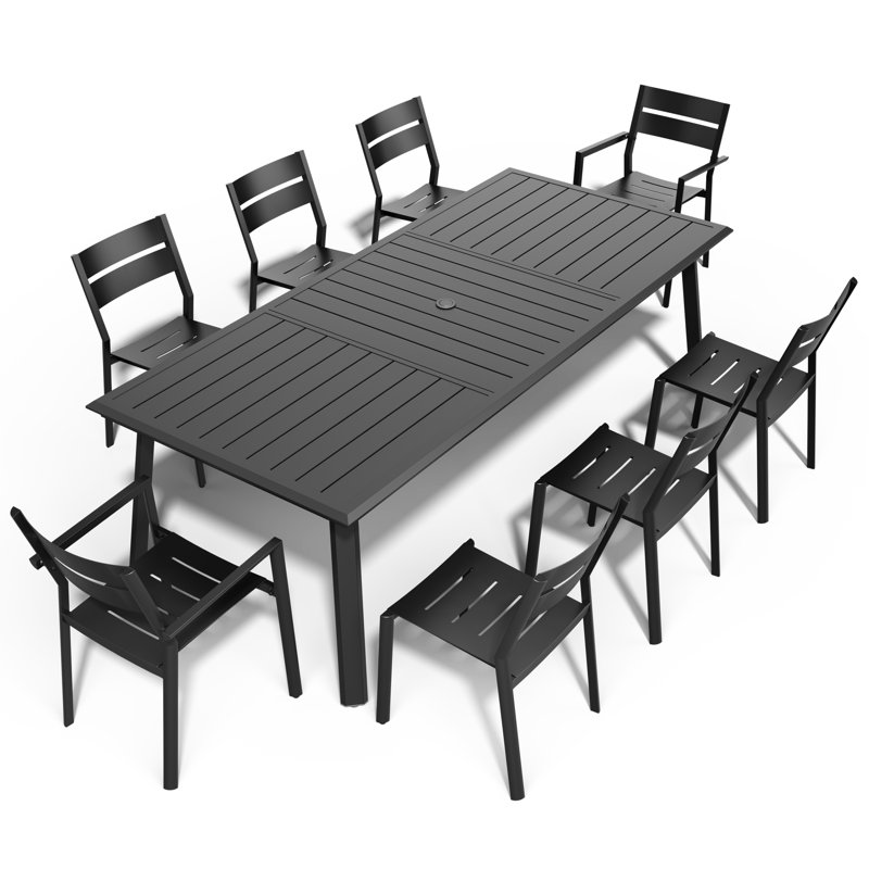 8 - Person Aluminum Patio Dining Set With Stackable Chairs