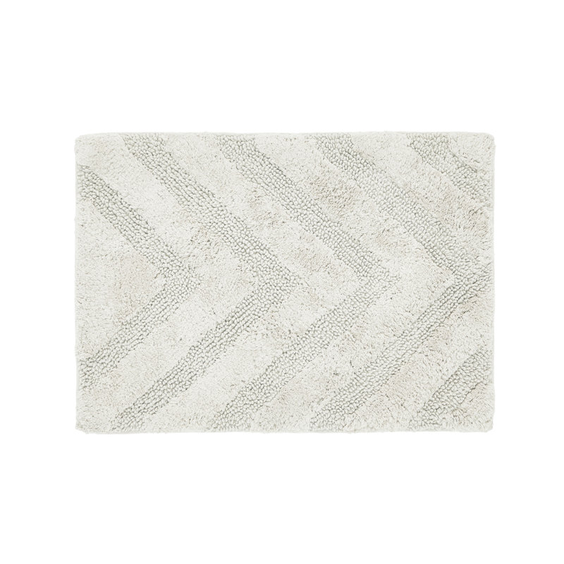 Branston 100% Cotton 1990 GSM Tufted Bath Rug with Non-Slip Backing, OEKO-TEX Certified, Machine Washable, Luxurious Chevron Pattern, Ultra Soft & Absorbent Bathroom Rug, 24" x 40" Rectangle, Ivory