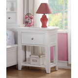 1 Drawer And Open Bottom Shelf Wooden Nightstand In White Finish