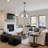 4-Light Modern Dimmable Drum Chandelier with WaterRipple Glass Shades and Adjustable Chain for Dining & Living Room