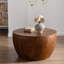 Table basse à tambour 31,5 pouces avec rangement, style rétro, bois massif et panneau de fibres à densité moyenne, ton brun