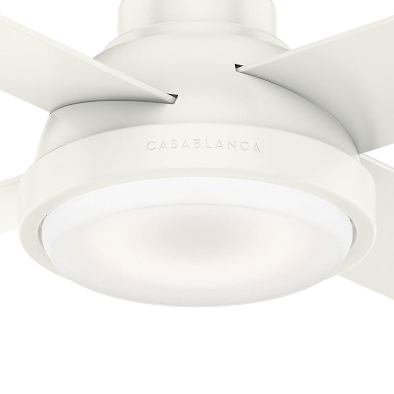 44" Levitt 4 - Blade LED Standard Ceiling Fan with Wall Control and Light Kit Included, Fresh White/Fresh White & Rustic Oak