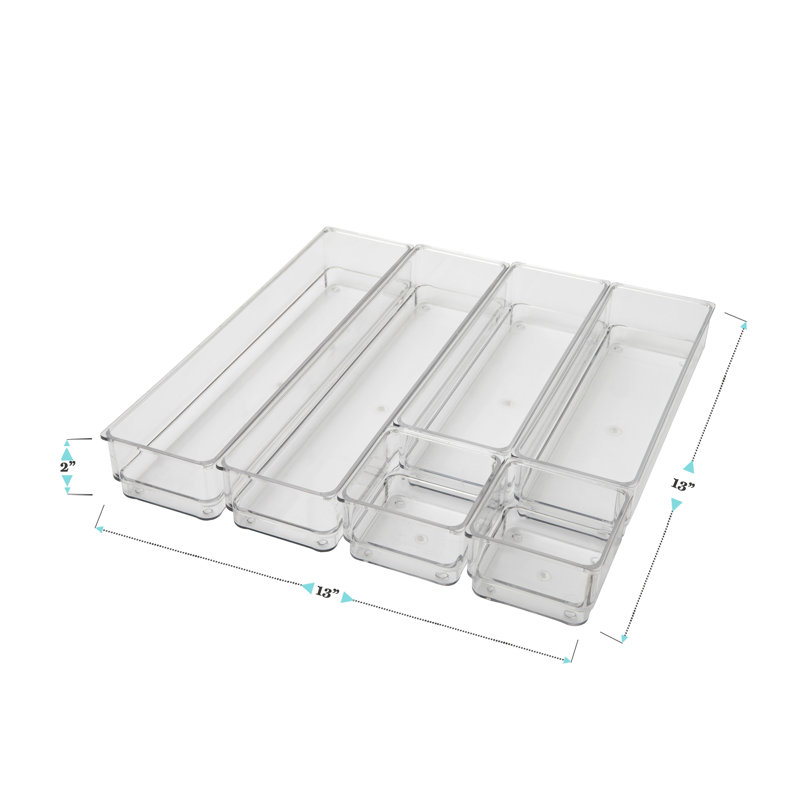 Martha Stewart Clear Plastic Stackable Desk Drawer Organizers, Set of 6