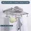 Porte-serviettes de salle de bain en acier inoxydable avec tablette - Porte-serviettes mural pour serviettes de bain et articles essentiels, résistant à la rouille et peu encombrant-114729996